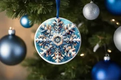 Snow Flake Christmas Round Ornament Sublimation Product Image 4