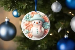 Christmas Round Snow Man Ornament Sublimation Product Image 4