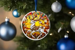 Christmas Round Cute Reindeer Ornament Sublimation Product Image 4