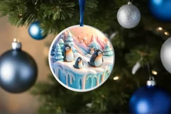 Christmas Round Cute 3D Penguin Ornament Sublimation Product Image 4