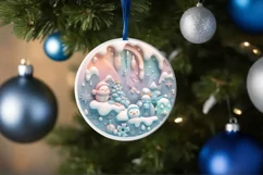 Christmas Round Cute 3D Penguins Ornament Sublimation Product Image 4
