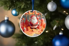 Santa 3d Christmas Round Cute Ornament Sublimation Product Image 4