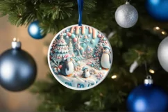 Christmas Round Cute 3D Penguin Ornament Sublimation Product Image 4
