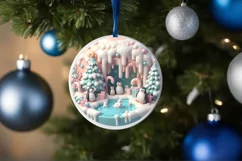 Christmas Round Cute 3D Penguin Ornament Sublimation Product Image 4