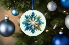 Snow Flake Christmas Round Cute Ornament Sublimation Product Image 4