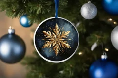 Snow Flake Christmas Round Cute Ornament Sublimation Product Image 4