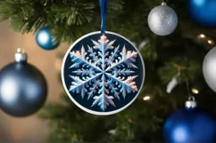 Snow Flake Christmas Round Cute Ornament Sublimation Product Image 4