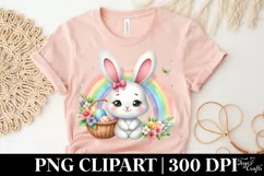 Easter Bunny Egg Flower Basket Rainbow , Clipart |T-shirt Product Image 4