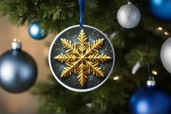 Snow Flake Christmas Round Cute Ornament Sublimation Product Image 4
