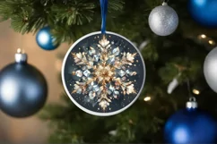 Snow Flake Christmas Round Cute Ornament Sublimation Product Image 4