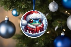 Watercolor Christmas Frog Portrait Round Ornament Product Image 1