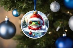 Watercolor Christmas Frog Portrait Round Ornament Product Image 1