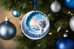 Icy Wall Round Sticker Winter Ornament Sublimation PNG Product Image 4