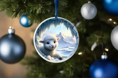 Lamb Smiling Round Ornament Sublimation PNG Product Image 4