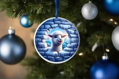 Icy Wall Round Sticker Winter Ornament Sublimation PNG Product Image 4