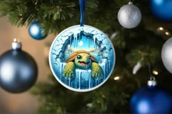 Melting Ice Wall Turtle Smiling Round Ornament Christmas Product Image 4