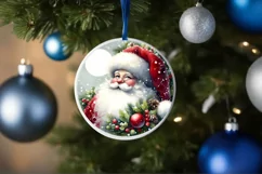 Santa Christmas Round Ornament Sublimation PNG Product Image 1