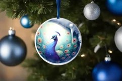 Winter Scene Round Ornament Sublimation PNG Product Image 1