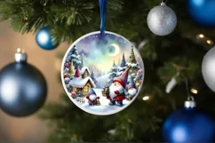 Colorful Winter Gnomes Round Ornament Sublimation PNG Product Image 4