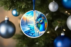 Peacock Smiling Round Ornament Sublimation PNG Product Image 1
