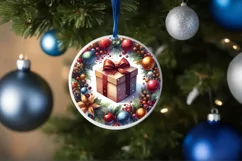 Colorful Watercolor Christmas Gift Round Ornament Product Image 4
