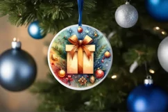 Colorful Gift Round Ornament Sublimation PNG Product Image 1