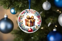 Colorful Winter Gift Round Ornament Sublimation PNG Product Image 4