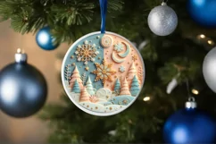Round Christmas Ornament Sublimation|Clipart Product Image 3