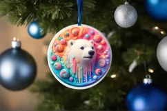 Polar Bear Round Ornament Sublimation PNG Product Image 4