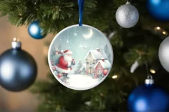 Winter Scene Round Ornament Sublimation PNG Product Image 1