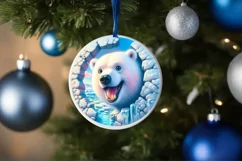 Melting Ice Wall Round Winter Sloth Ornament PNG Product Image 1