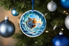 Melting Ice Wall Tiger Smiling Round Ornament Christmas Product Image 1