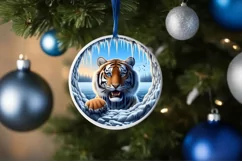Melting Ice Wall Round Sticker Winter Ornament Sublimation Product Image 1