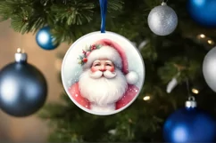 Santa Round Ornament Sublimation PNG Product Image 4