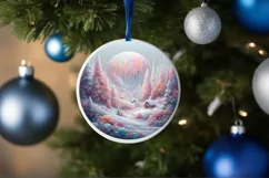 Pastel Molten Candy Winter Scene Round Ornament Sublimation Product Image 4