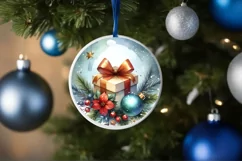 Christmass Gnome Watercolor Round Ornament Christmas Winter Product Image 4