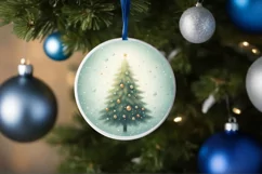 Christmas Tree Round Ornament Sublimation PNG Product Image 1
