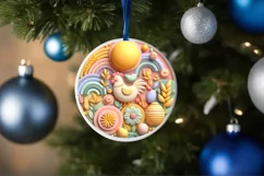 Round Christmas Ornament Sublimation|Clipart Product Image 3