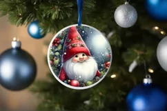 Christmas Gnome Round Ornament Sublimation PNG Product Image 4