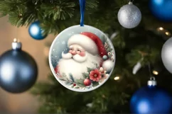 Santa Round Ornament Sublimation PNG Product Image 1
