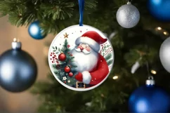 Santa Round Ornament Sublimation PNG Product Image 4