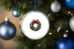 Santa Round Ornament Sublimation PNG Product Image 1