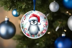 Penguin Round Ornament Sublimation PNG Product Image 4