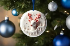 3D Marzipan Deer Round Ornament Sublimation PNG Product Image 1
