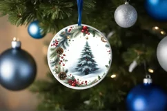 Colorful Watercolor Christmas Tree Round Ornament Product Image 4