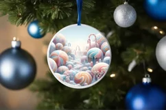 Pastel Candy Winter Scene Ornament Sublimation PNG Product Image 4