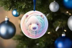 Pastel Polar Bear Winter Scene PNG Product Image 1