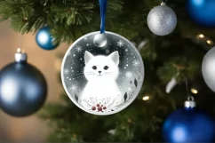 Cat Christmas Ornament Sublimation PNG Product Image 4