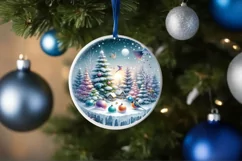 Colorful 3D Birds Winter Scene Ornament Sublimation PNG Product Image 4