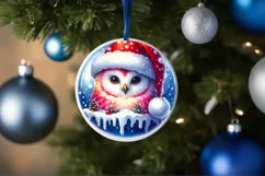 Colorful Owl with Santa Hat Watercolor Product Image 4